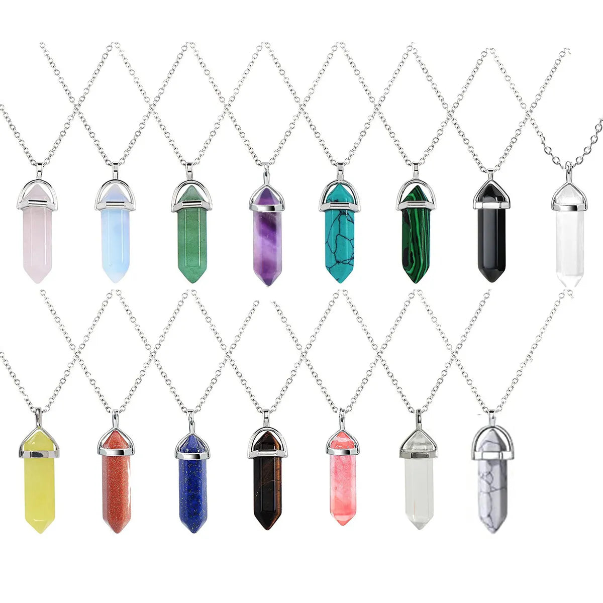 Casual Simple Style Geometric Natural Stone Crystal Iron Wholesale Pendant Necklace