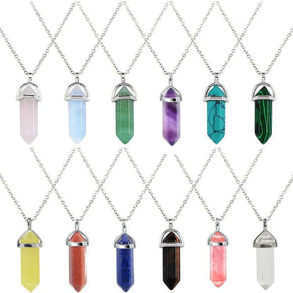 Casual Simple Style Geometric Natural Stone Crystal Iron Wholesale Pendant Necklace