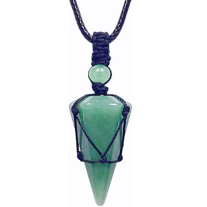 Casual Simple Style Geometric Natural Stone Crystal Wax Rope Wholesale Pendant Necklace