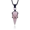 Casual Simple Style Geometric Natural Stone Crystal Wax Rope Wholesale Pendant Necklace