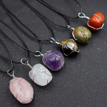 Casual Simple Style Geometric Natural Stone Rope Copper Pendant Necklace In Bulk