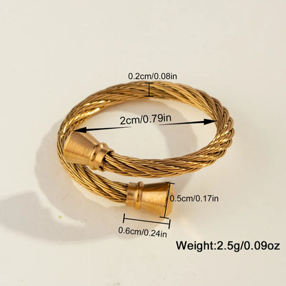 Casual Simple Style Geometric Solid Color 304 Stainless Steel 18K Gold Plated Adjustable Ring In Bulk