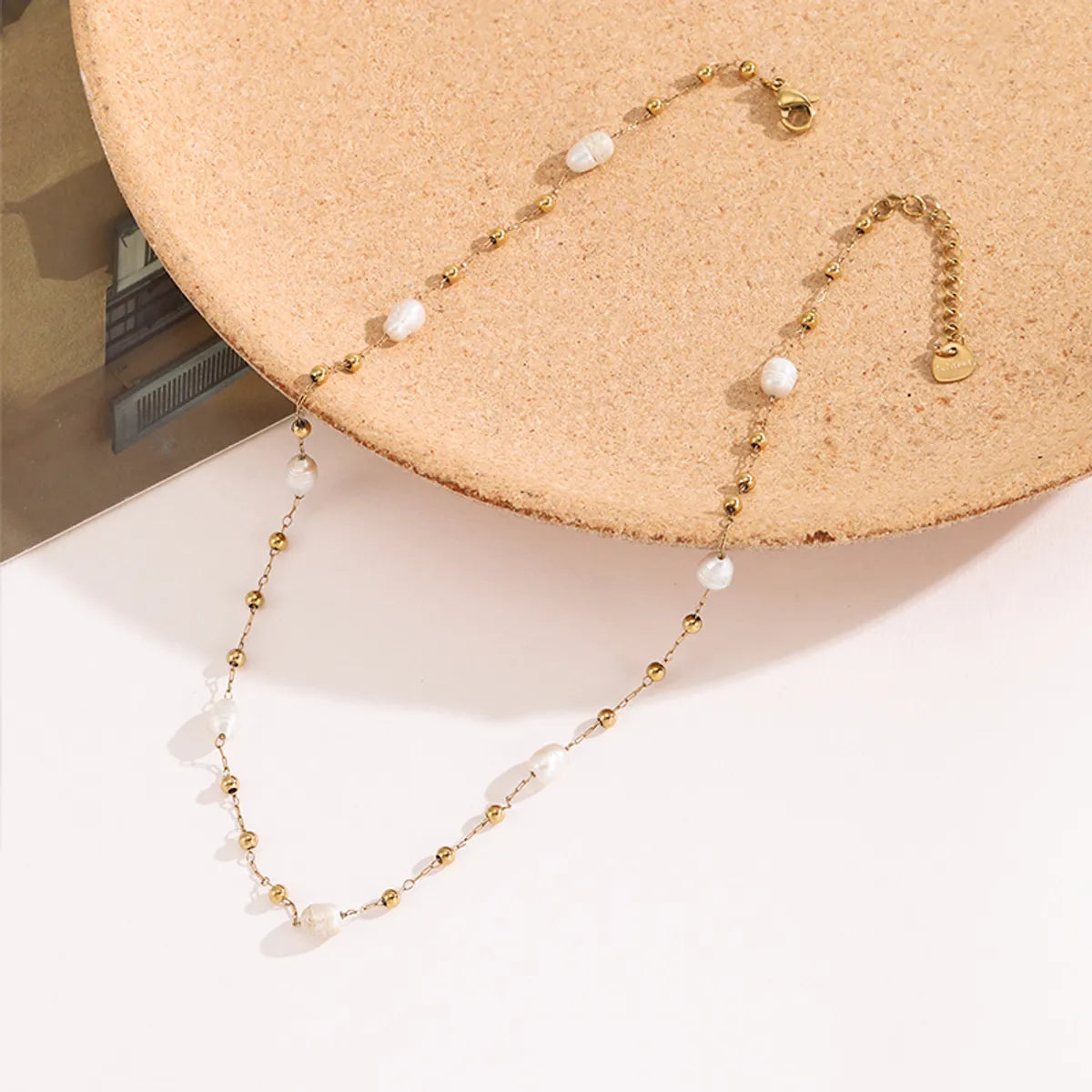 Casual Simple Style Geometric Stainless Steel Imitation Pearl Plating Necklace