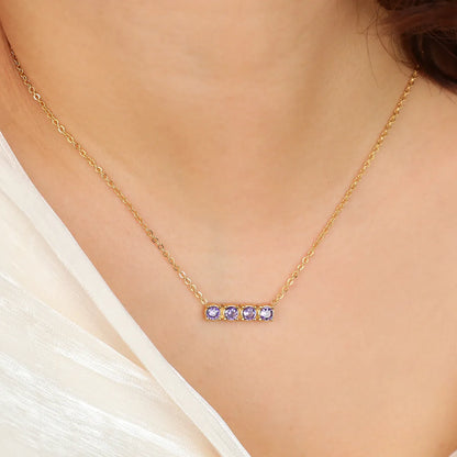 Casual Simple Style Geometric Stainless Steel Inlay Zircon Gold Plated Necklace