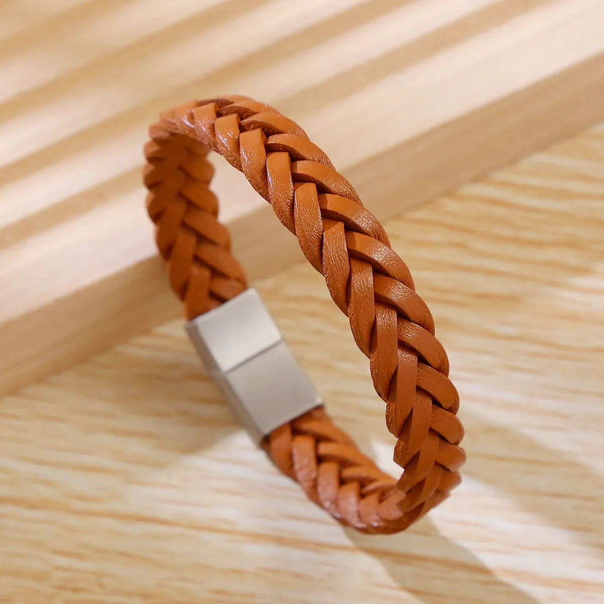 Casual Simple Style Geometric Stainless Steel Pu Leather Braid Unisex Bracelets