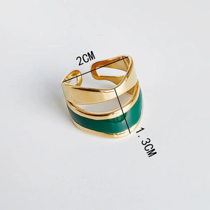 Casual Simple Style Geometric Stainless Steel Titanium Steel Enamel Plating 14k Gold Plated Open Rings