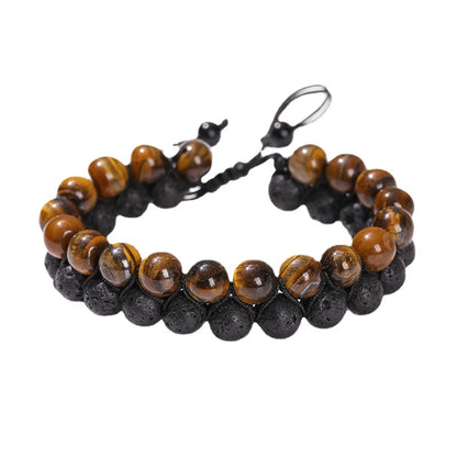 Casual Simple Style Geometric Volcanic Rock Tiger Eye Braid Bracelets