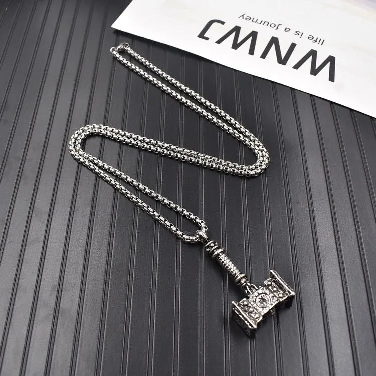 Casual Simple Style Hammer Stainless Steel Alloy Plating Silver Plated Unisex Sweater Chain