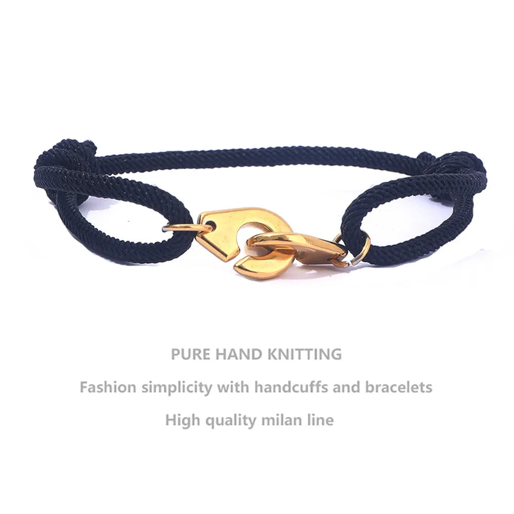 Casual Simple Style Handcuffs Rope Titanium Steel Stoving Varnish Couple Bracelets