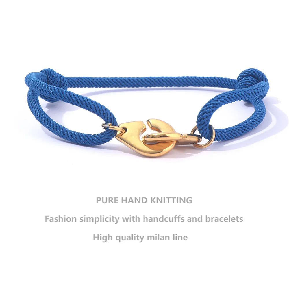 Casual Simple Style Handcuffs Rope Titanium Steel Stoving Varnish Couple Bracelets