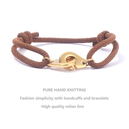 Casual Simple Style Handcuffs Rope Titanium Steel Stoving Varnish Couple Bracelets