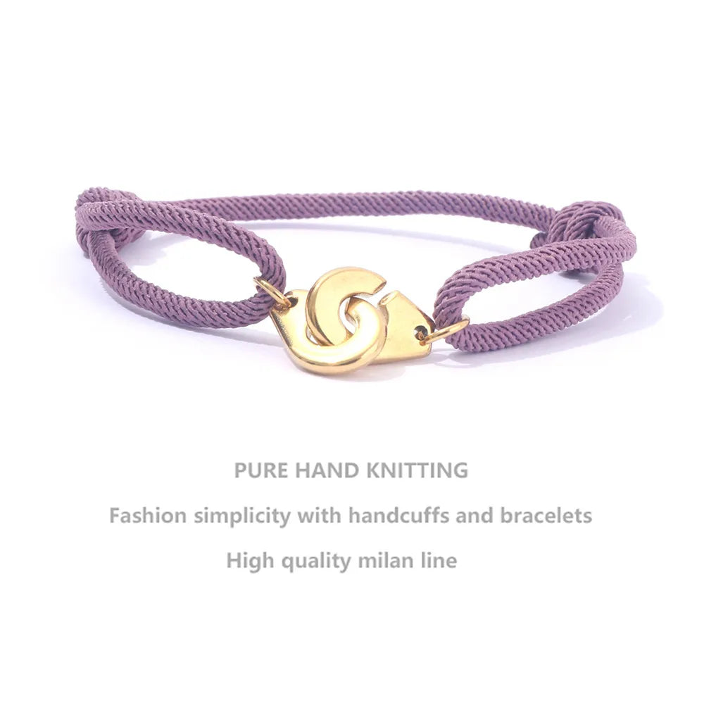 Casual Simple Style Handcuffs Rope Titanium Steel Stoving Varnish Couple Bracelets