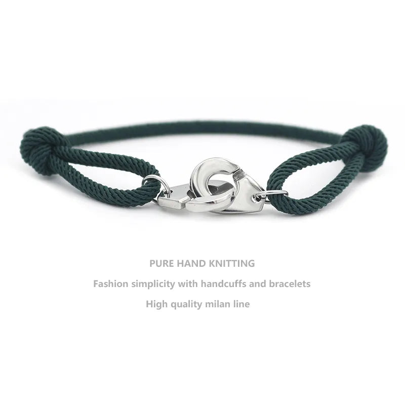 Casual Simple Style Handcuffs Rope Titanium Steel Stoving Varnish Couple Bracelets