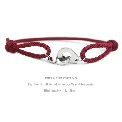 Casual Simple Style Handcuffs Rope Titanium Steel Stoving Varnish Couple Bracelets