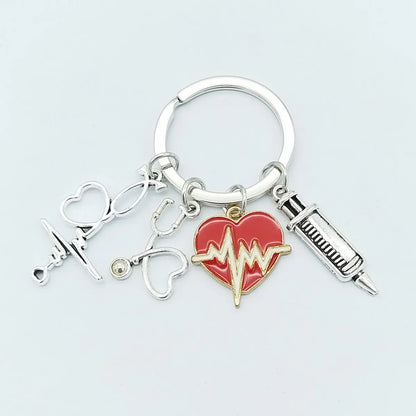 Casual Simple Style Heart Shape Alloy Plating Keychain