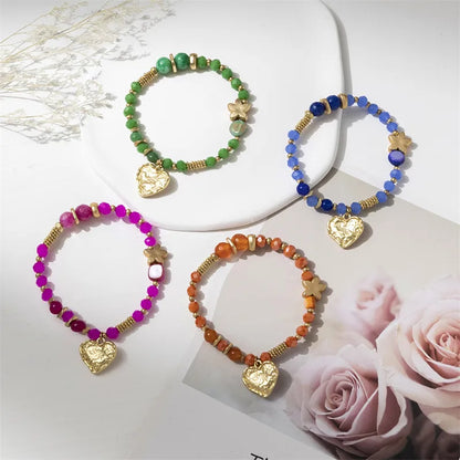 Casual Simple Style Heart Shape CCB Alloy Glass Wholesale Bracelets