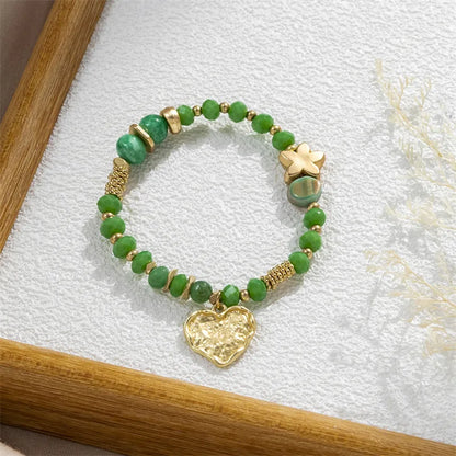 Casual Simple Style Heart Shape CCB Alloy Glass Wholesale Bracelets