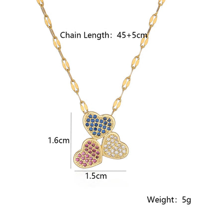 Casual Simple Style Heart Shape Copper Zircon Pendant Necklace