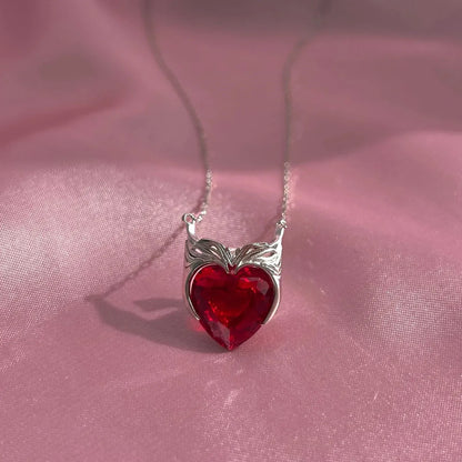 Casual Simple Style Heart Shape Crown Stainless Steel Inlay Zircon 18k Gold Plated Pendant Necklace