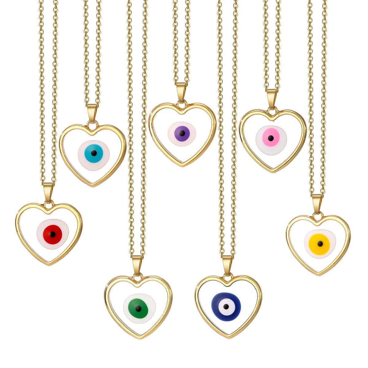 Casual Simple Style Heart Shape Eye Alloy Resin Women'S Pendant Necklace