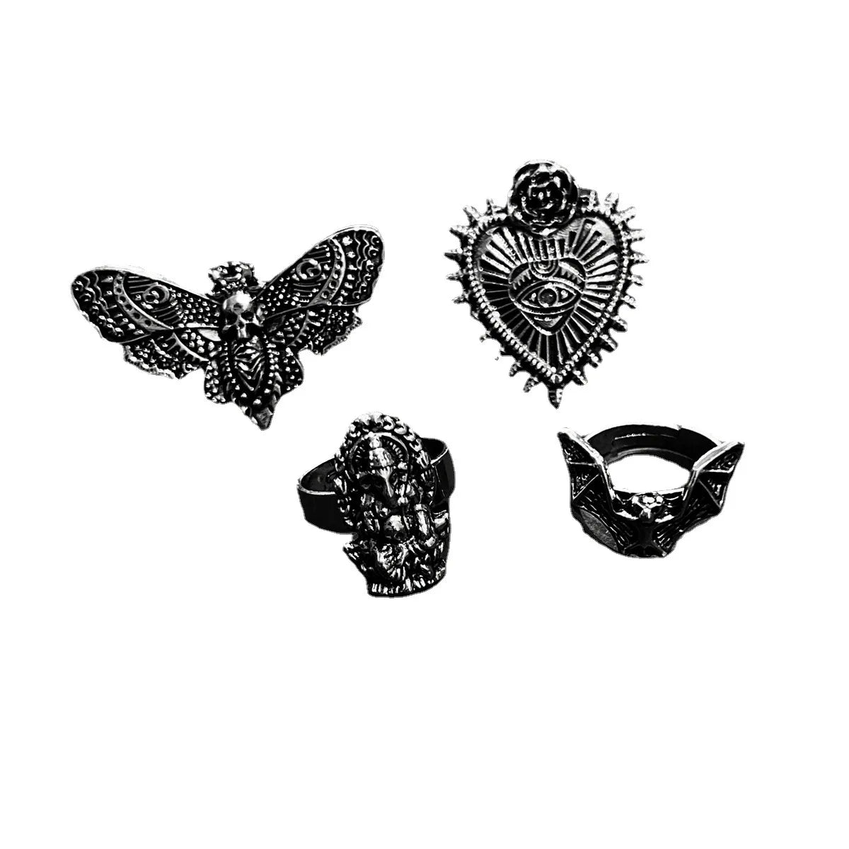 Casual Simple Style Heart Shape Eye Bat Alloy Unisex Open Rings