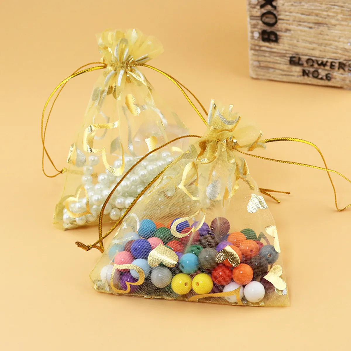 Casual Simple Style Heart Shape Organza Jewelry Packaging Bags