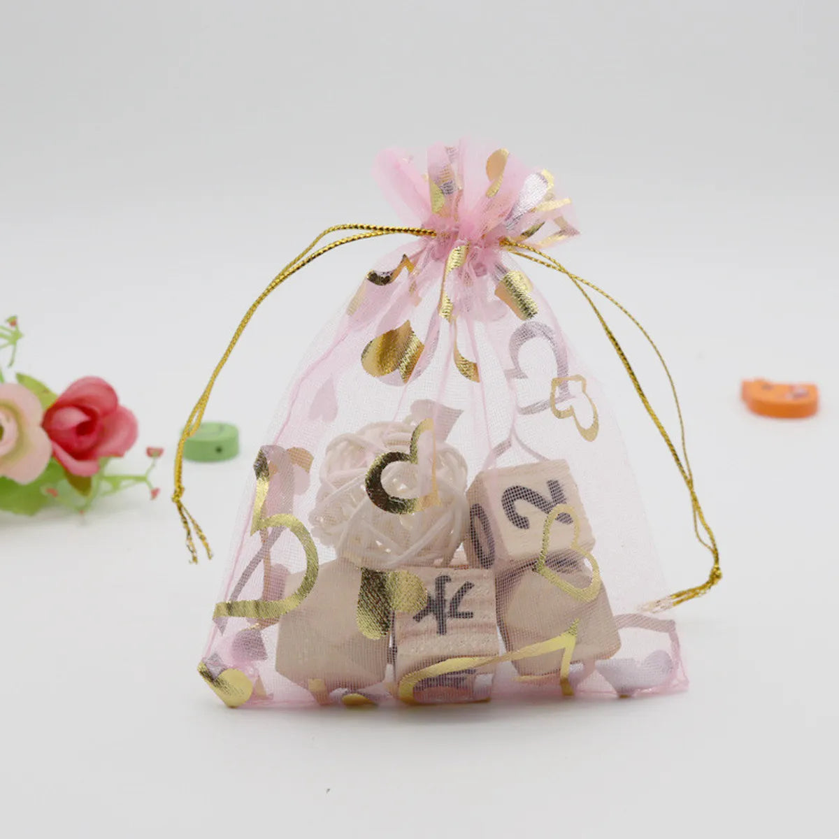 Casual Simple Style Heart Shape Organza Jewelry Packaging Bags