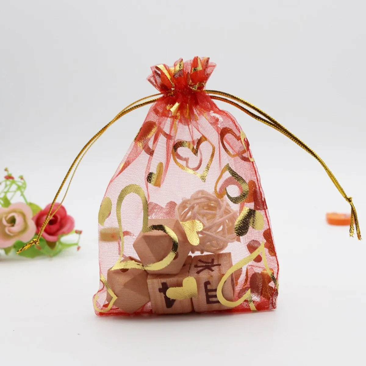 Casual Simple Style Heart Shape Organza Jewelry Packaging Bags