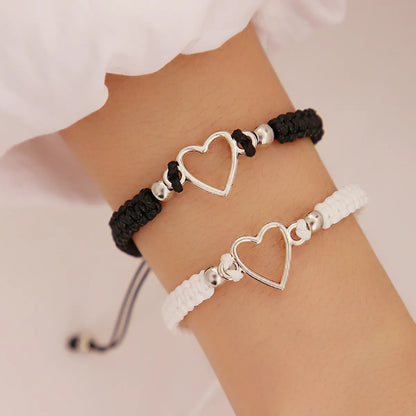 Casual Simple Style Heart Shape Rope Knitting Couple Drawstring Bracelets