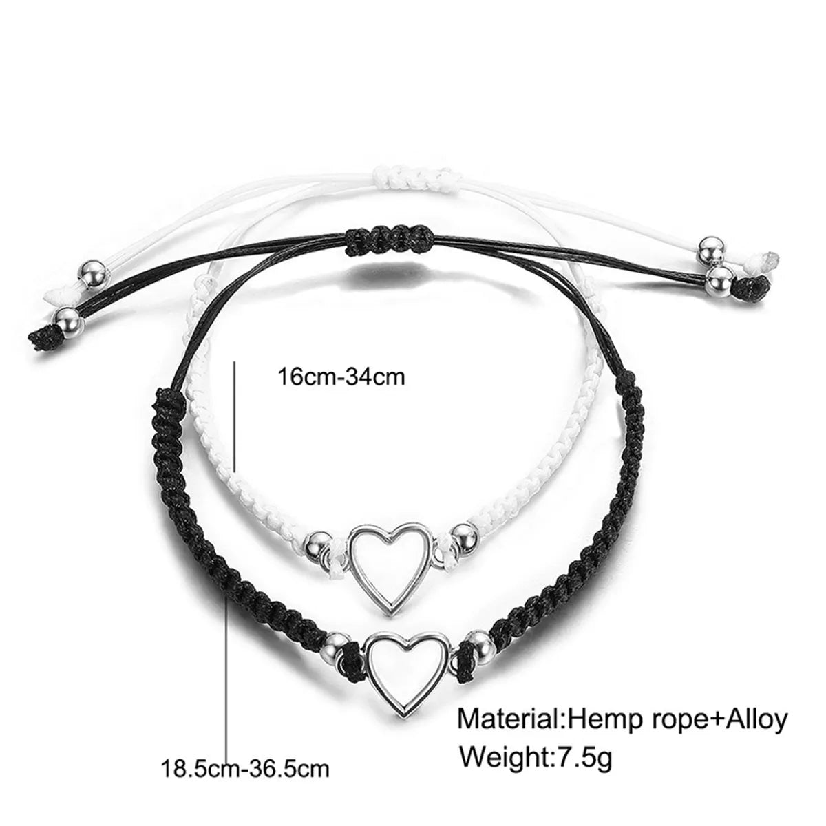 Casual Simple Style Heart Shape Rope Knitting Couple Drawstring Bracelets