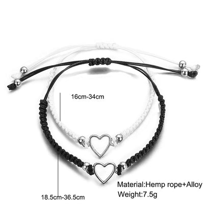 Casual Simple Style Heart Shape Rope Knitting Couple Drawstring Bracelets