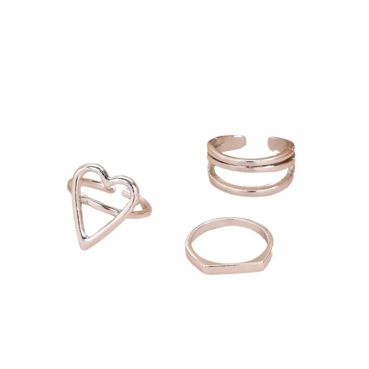 Casual Simple Style Heart Shape Solid Color Alloy Hollow Out Women'S Rings