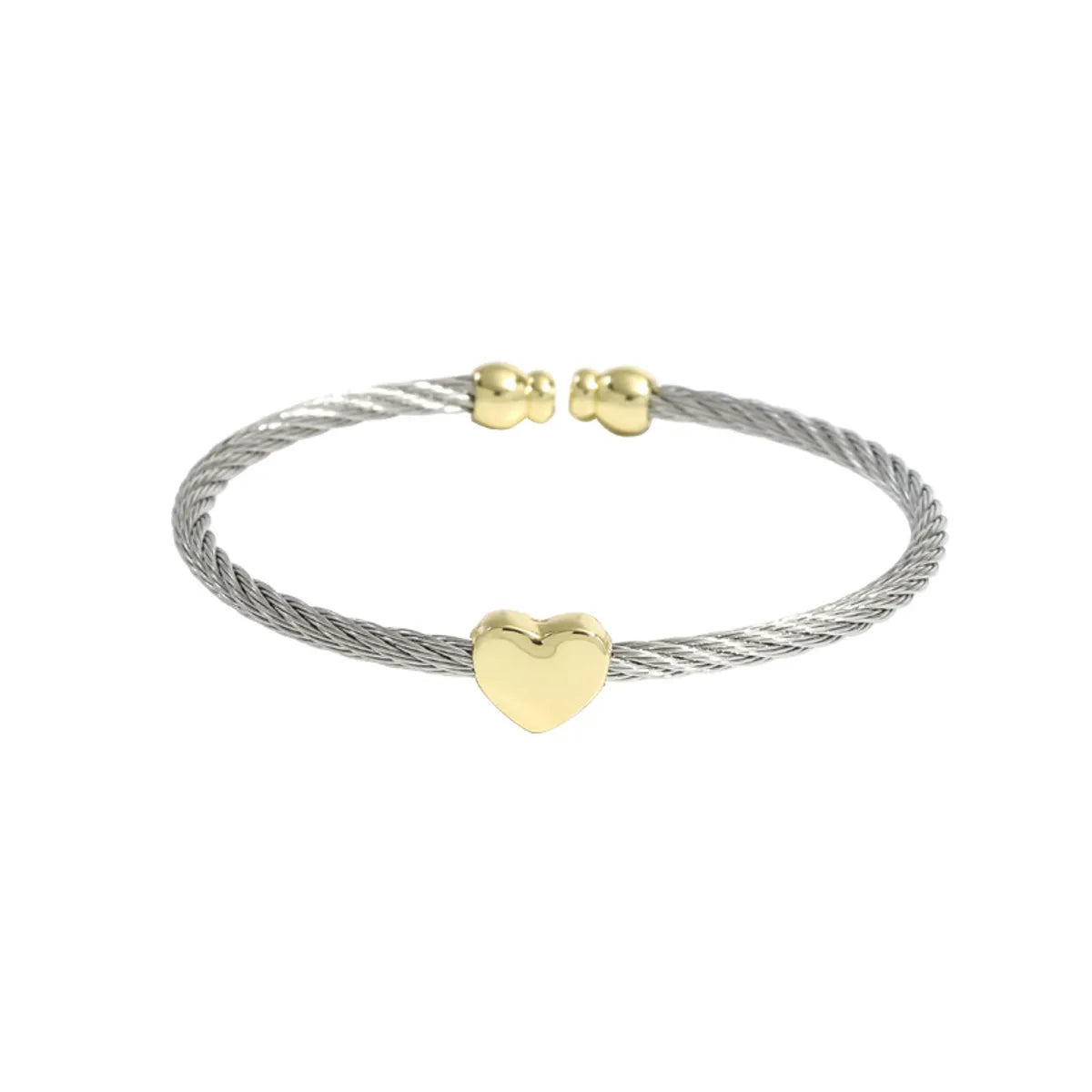 Casual Simple Style Heart Shape Stainless Steel Copper Bangle