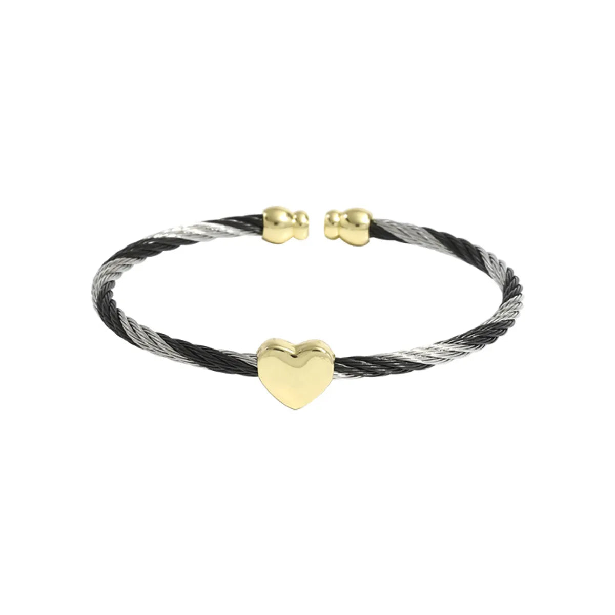 Casual Simple Style Heart Shape Stainless Steel Copper Bangle