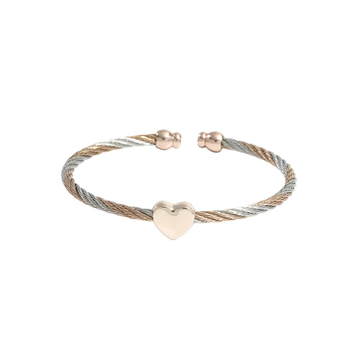 Casual Simple Style Heart Shape Stainless Steel Copper Bangle