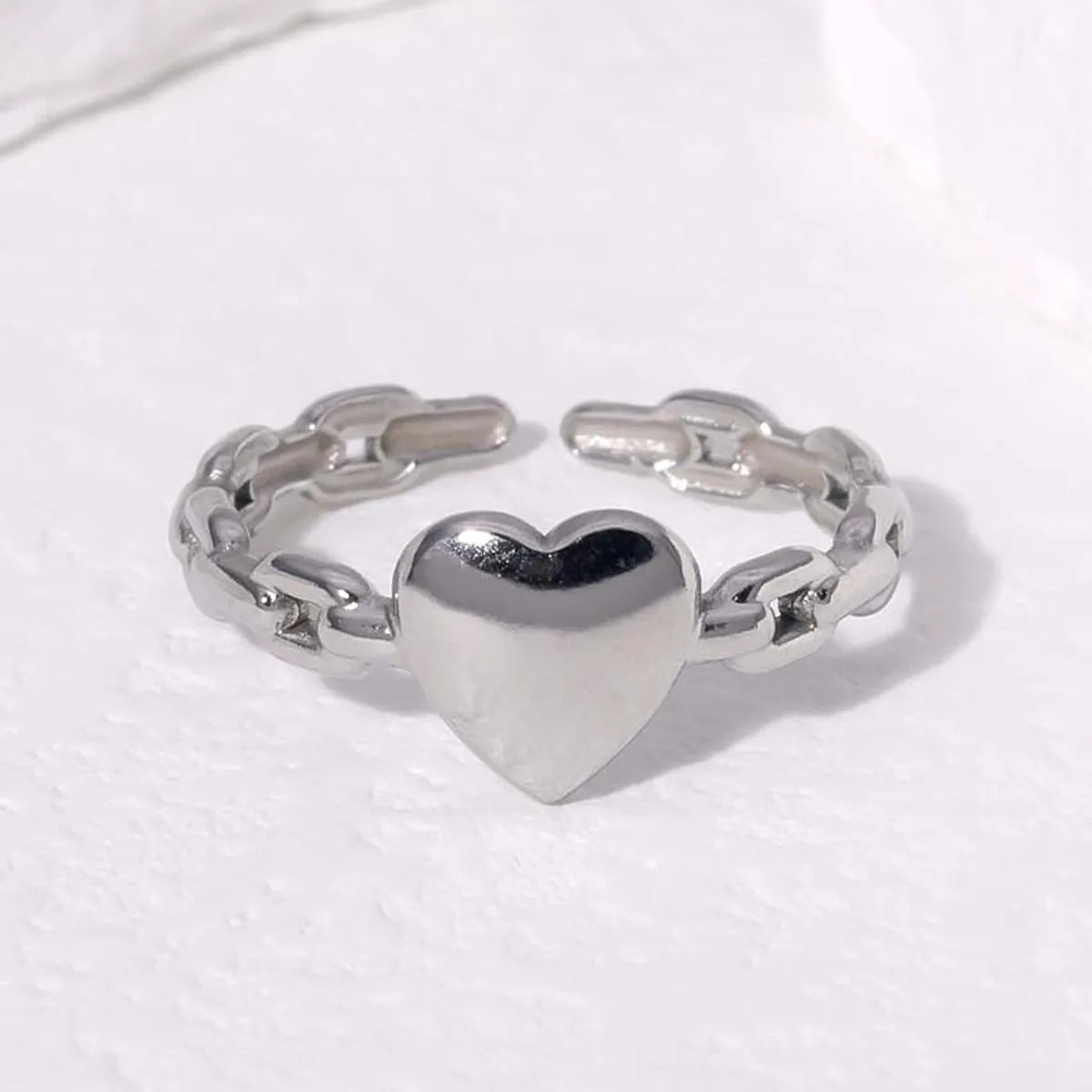 Casual Simple Style Heart Shape Stainless Steel Plating 18k Gold Plated Open Rings