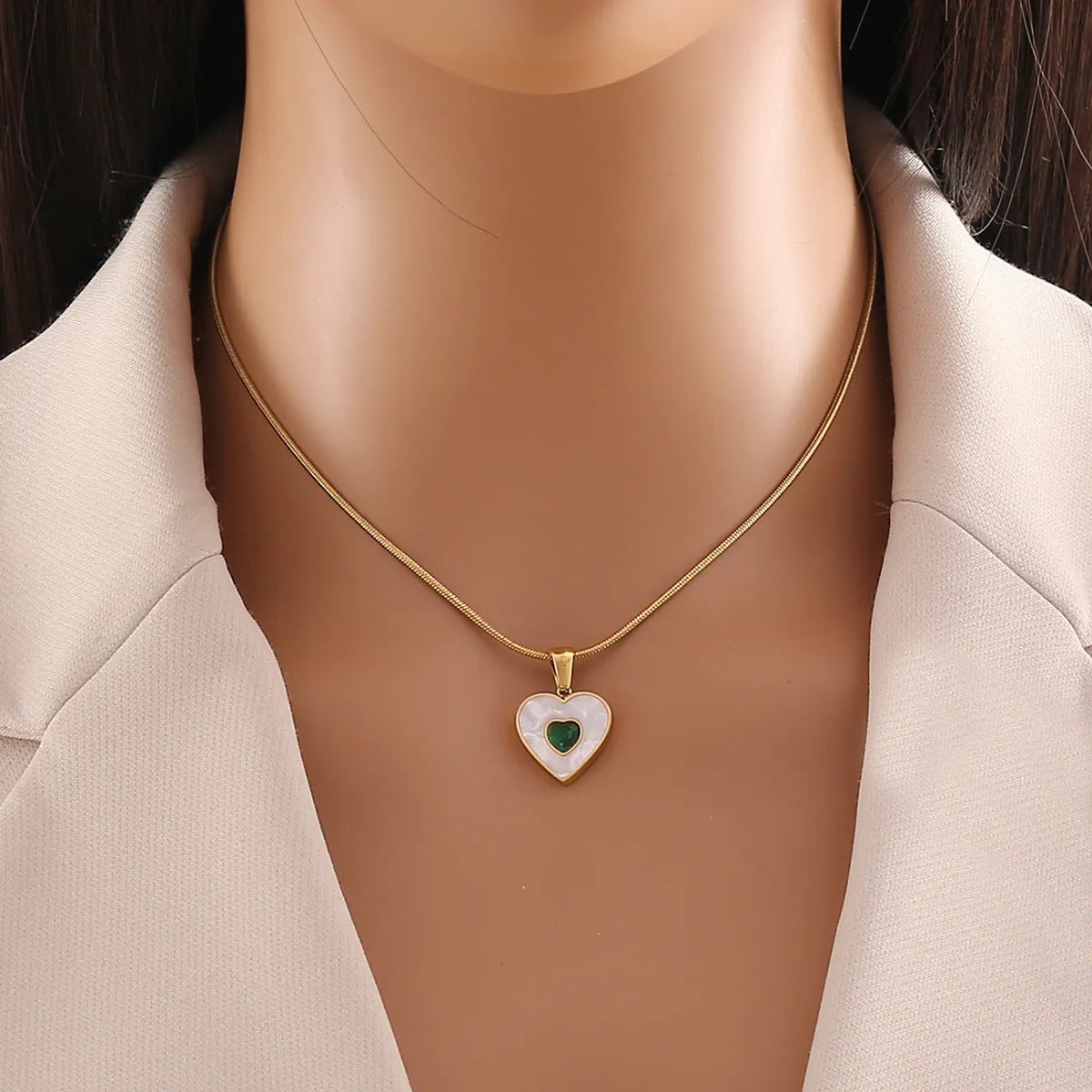 Casual Simple Style Heart Shape Stainless Steel Plating Inlay Crystal Shell Jewelry Set