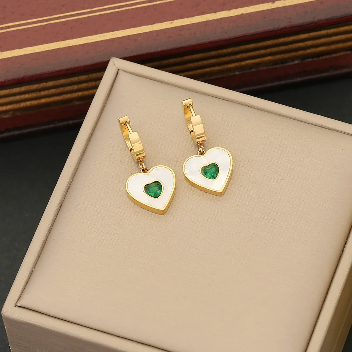 Casual Simple Style Heart Shape Stainless Steel Plating Inlay Crystal Shell Jewelry Set