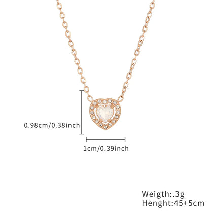 Casual Simple Style Heart Shape Stainless Steel Plating Inlay Zircon Rose Gold Plated Gold Plated Bracelets Necklace