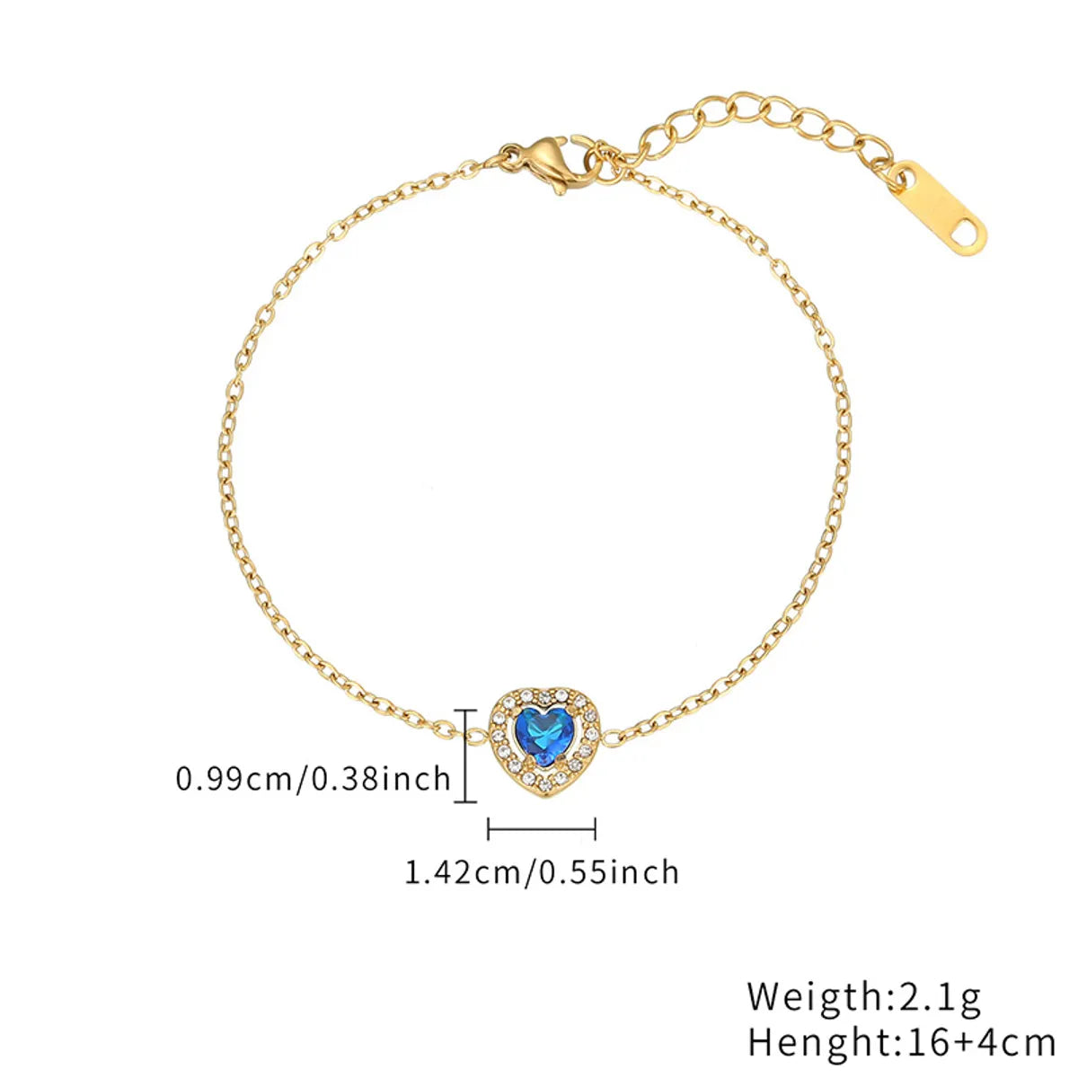 Casual Simple Style Heart Shape Stainless Steel Plating Inlay Zircon Rose Gold Plated Gold Plated Bracelets Necklace