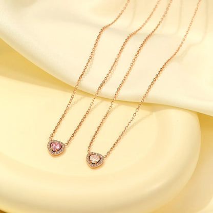 Casual Simple Style Heart Shape Stainless Steel Plating Inlay Zircon Rose Gold Plated Gold Plated Bracelets Necklace