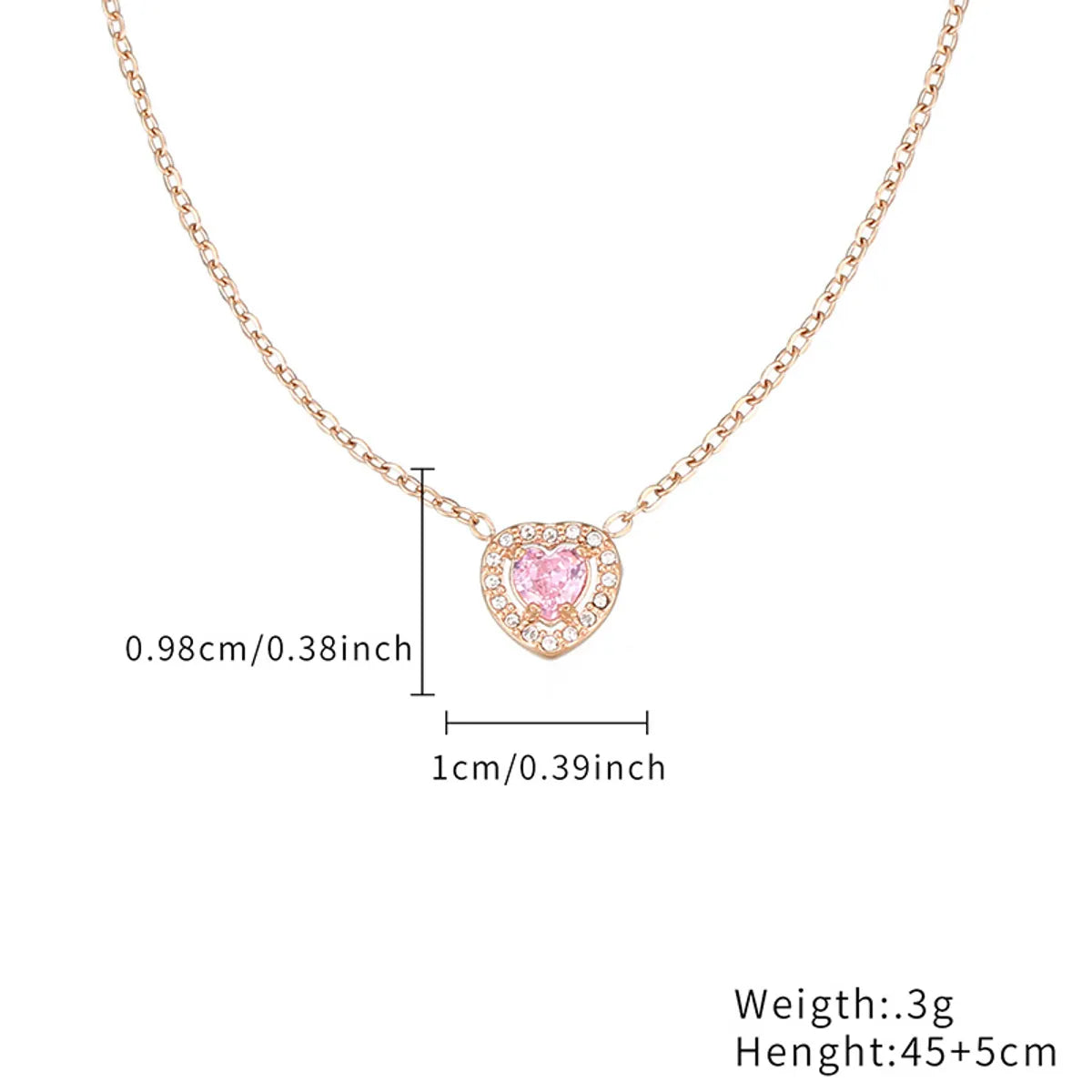 Casual Simple Style Heart Shape Stainless Steel Plating Inlay Zircon Rose Gold Plated Gold Plated Bracelets Necklace