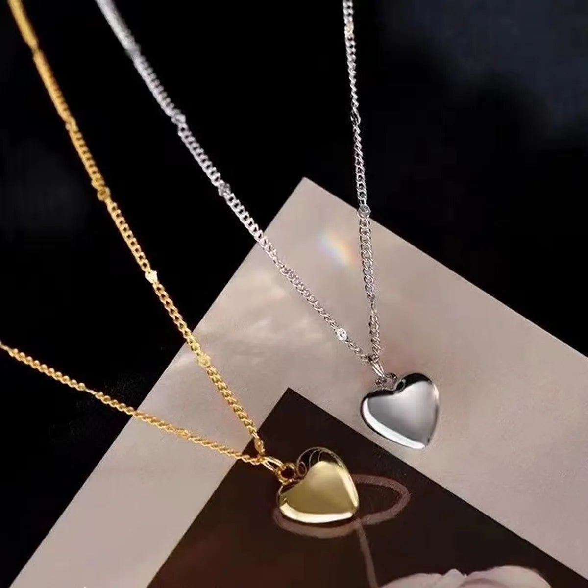 Casual Simple Style Heart Shape Stainless Steel Polishing Plating Gold Plated Silver Plated Necklace Pendant