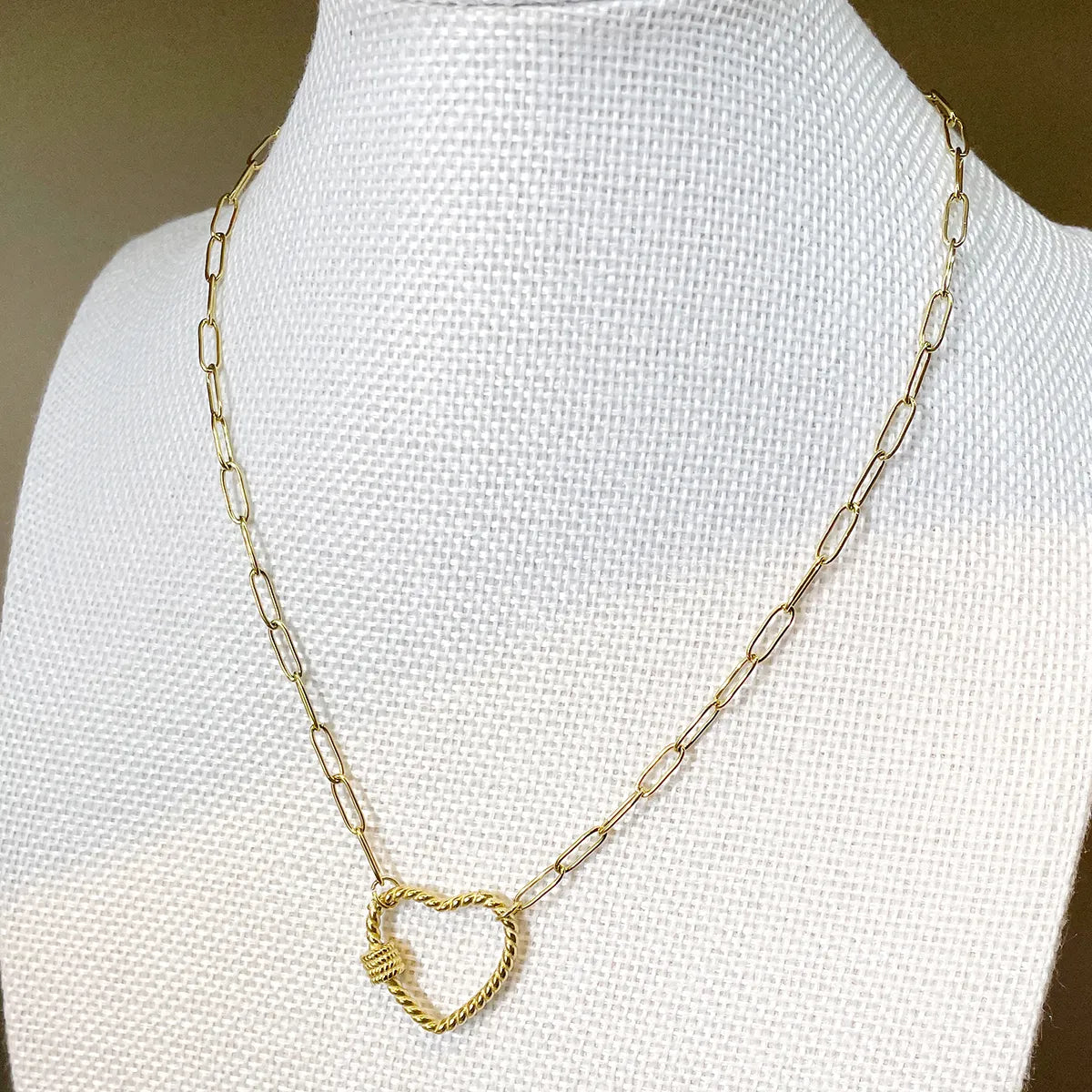 304 Stainless Steel 14K Gold Plated Casual Simple Style Polishing Plating Hollow Out Heart Shape Long Necklace Necklace