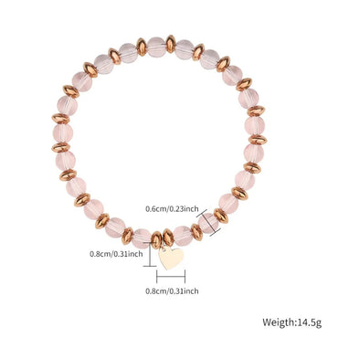 Casual Simple Style Heart Shape Stainless Steel Titanium Steel Beaded Rose Gold Plated Bracelets