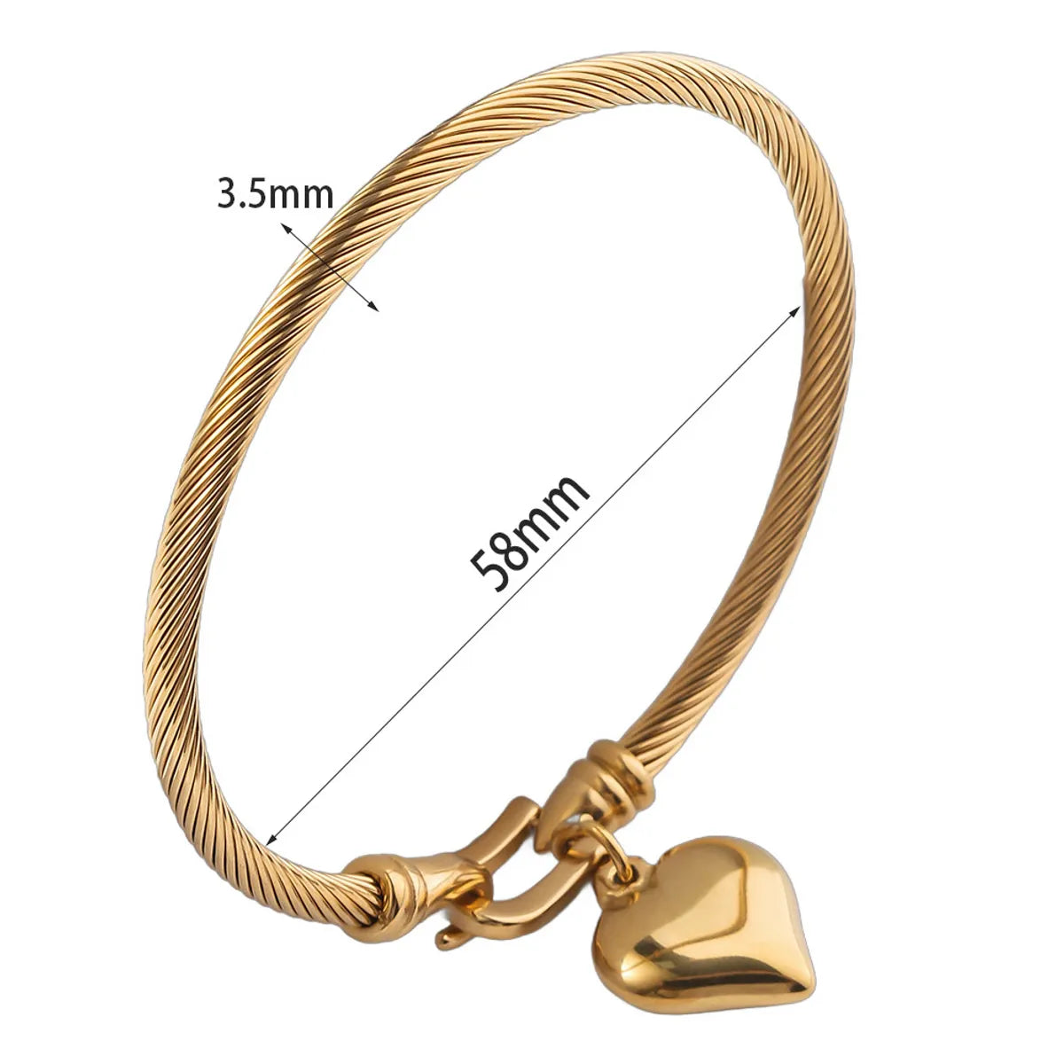 Casual Simple Style Heart Shape Titanium Steel Bangle In Bulk