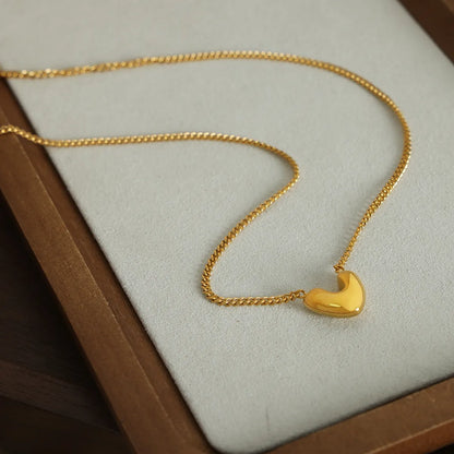 Casual Simple Style Heart Shape Titanium Steel Plating 18k Gold Plated Pendant Necklace