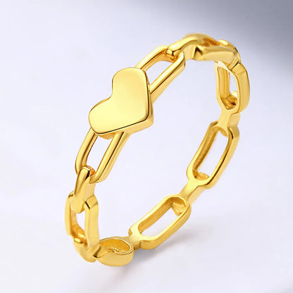 Casual Simple Style Heart Shape Titanium Steel Plating Hollow Out Rings