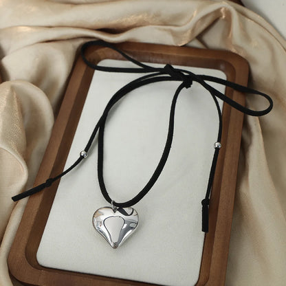 Casual Simple Style Heart Shape Titanium Steel Plating Pendant Necklace