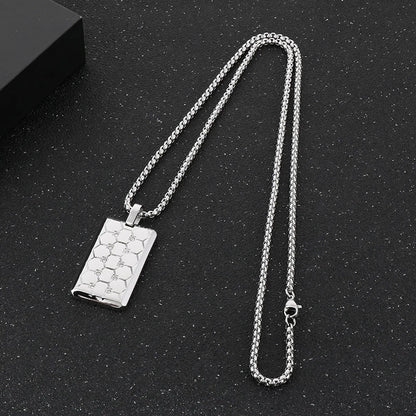 Casual Simple Style Hexagon Rectangle Stainless Steel Plating Inlay Rhinestones 18k Gold Plated Women's Pendant Necklace